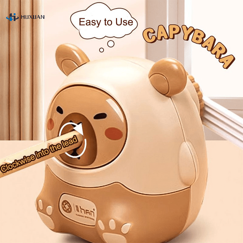 Kawaii Capybara Pencil Sharpener, a Creative Stationery Item for School And Office, Measuring 80*80*100Mm, from Korea.