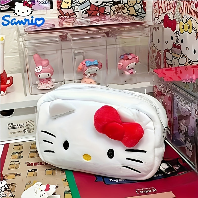 Cute Japanese Style Bag Sanrio 1pc New Plush Kitty Cat Pencil Case | Large Capacity Japanese Style Cute Stationery Organizer Bag
