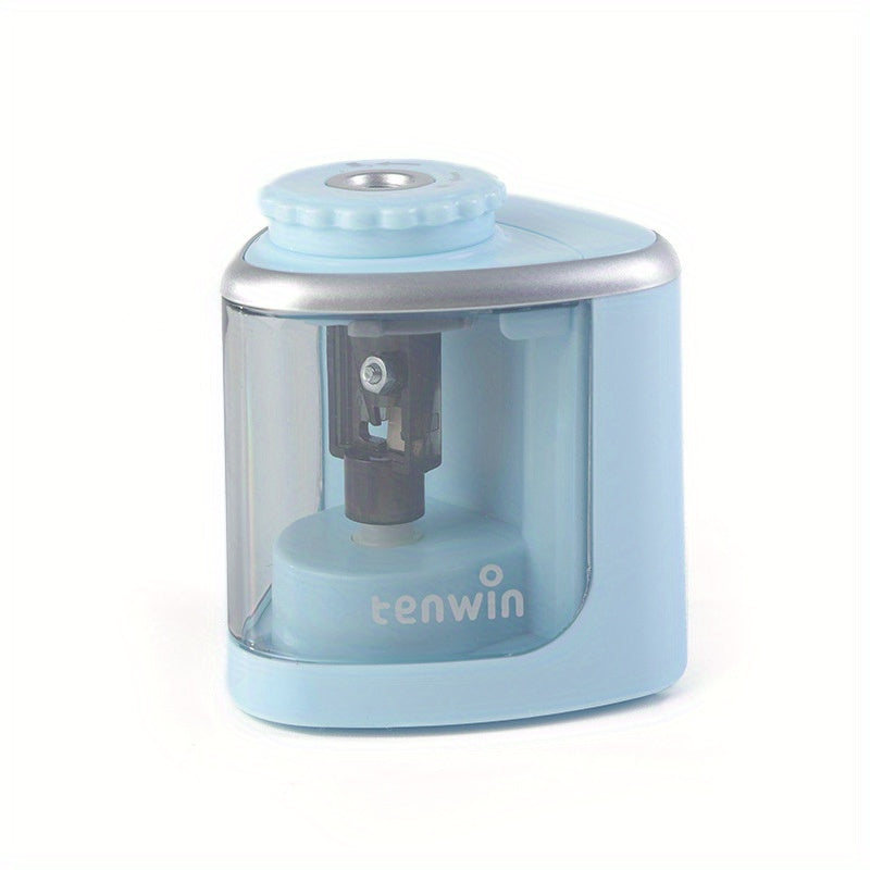 TENWIN Electric Sharpener TENWIN Electric Pencil Sharpener | Automatic, Durable, No Battery Needed | for School, Office, Art & Craft Supplies, Desk, School Stationery, Modern Stationery, Metallic Accent, with Colorful Pens