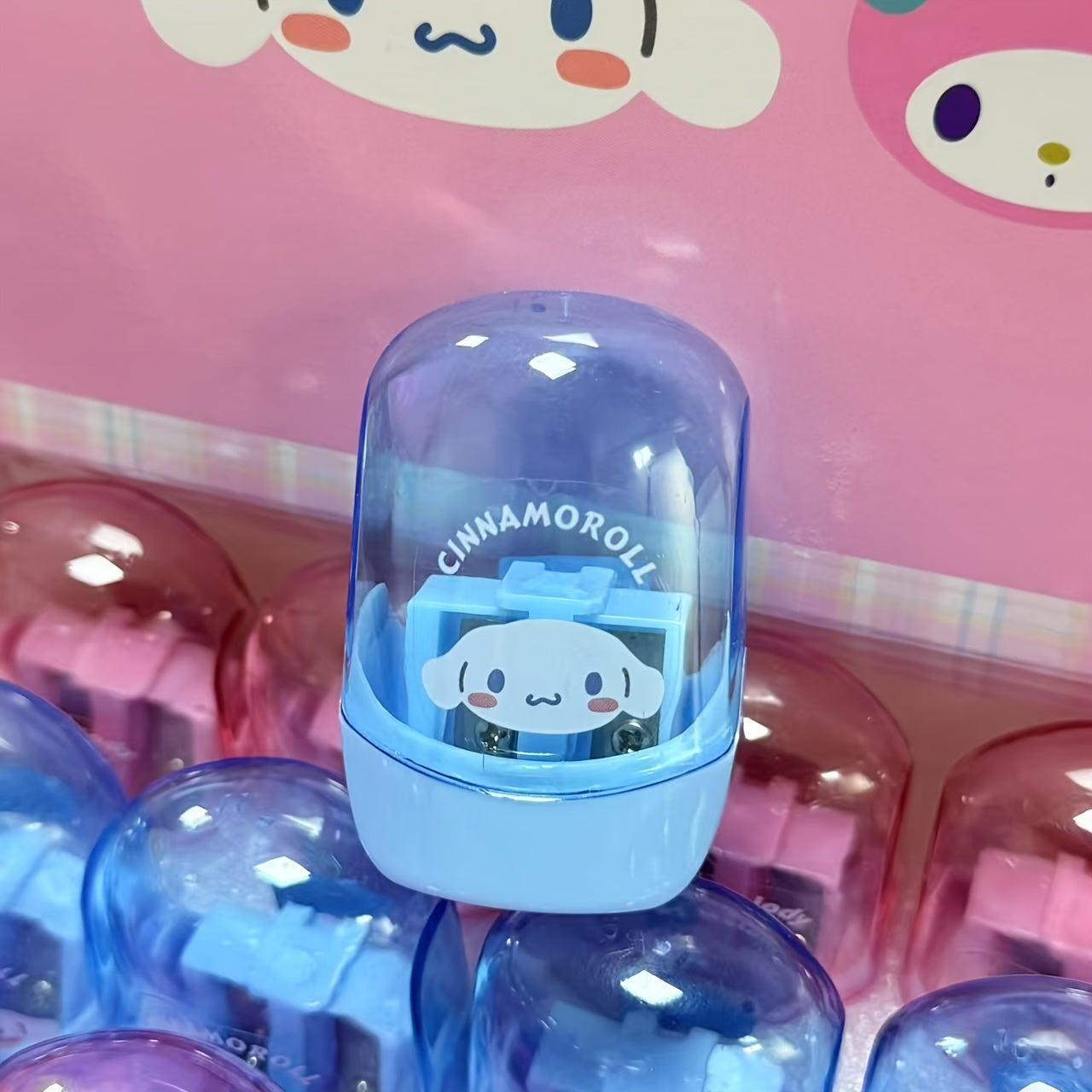 Sanrio Themed Portable Pencil Sharpener | Dual-Hole Design, Battery-Free, Acrylic Material, Suitable for Home and Classroom Use | Durable Student Sharpener, Various Colors, Compact and Portable
