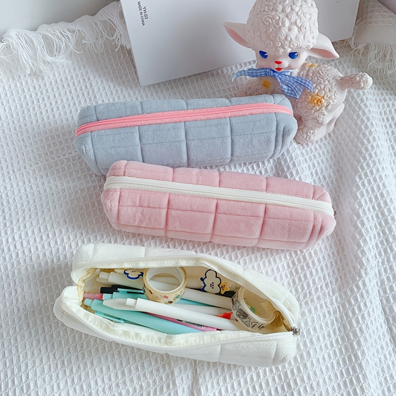 Soft Plush Pencil Case\u002FCushion\u002FStorage Pouch, Designed for Women, Creative Stationery Organizer, Large Capacity, Cute Makeup Bag, Incorporating Japanese Design Style, Back-to-School Essential; Back-to-School Supplies, Pencil Pouch, School Bag