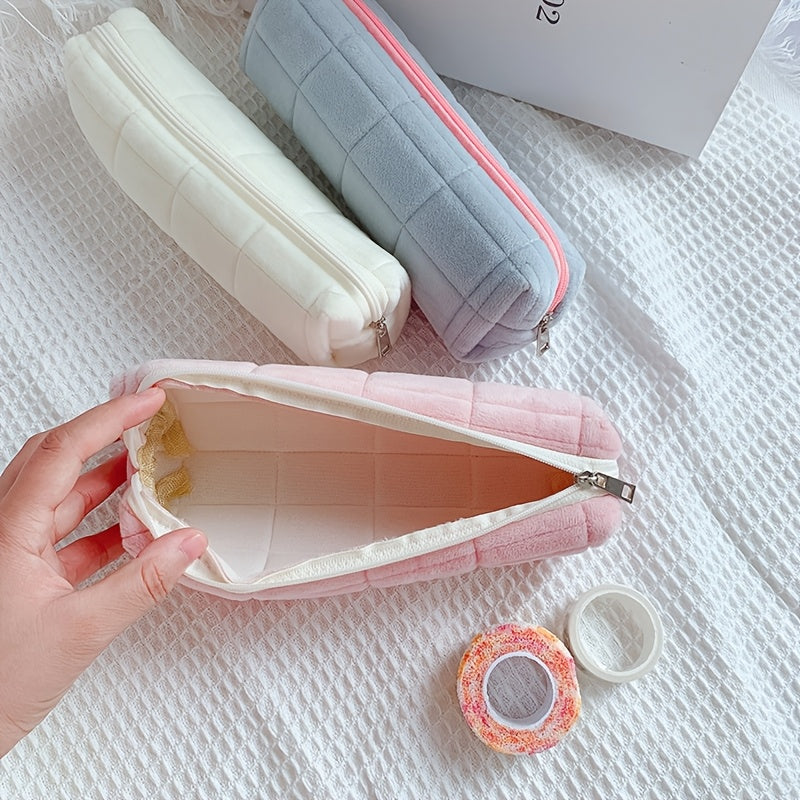 Soft Plush Pencil Case\u002FCushion\u002FStorage Pouch, Designed for Women, Creative Stationery Organizer, Large Capacity, Cute Makeup Bag, Incorporating Japanese Design Style, Back-to-School Essential; Back-to-School Supplies, Pencil Pouch, School Bag