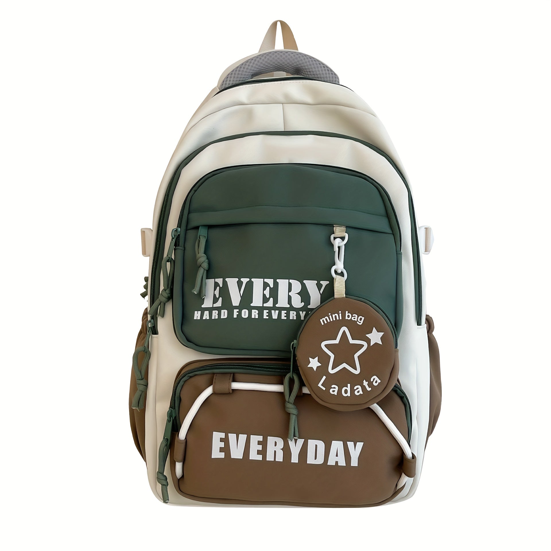 Casual Nylon Student Backpack for Men & Women with Anti-Theft Multiple Pockets, Color Block Design, Adjustable Straps, Laptop Compartment - Durable Unisex Backpack for Travel, School & Commuting