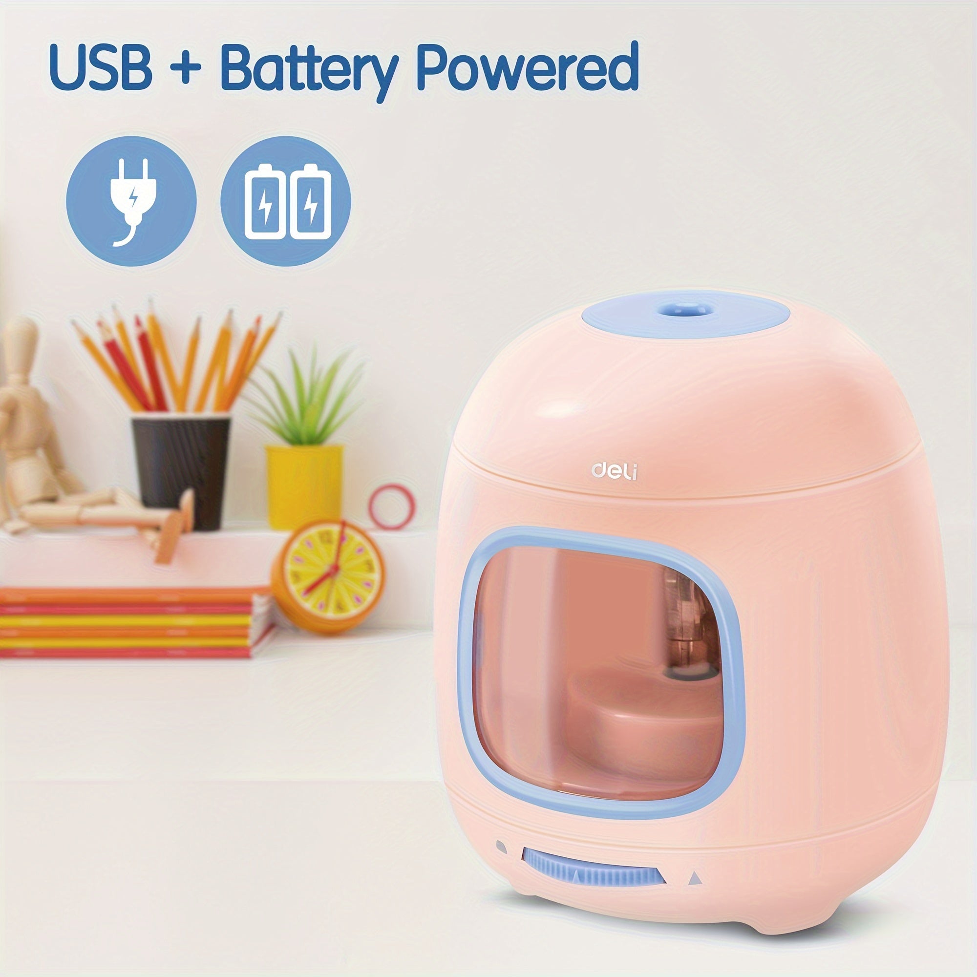 Deli Automatic Electric Pencil Sharpener - High-Speed Sharpening, Portable Corded-Electric Pencil Sharpener Suitable for Home, Office & Use - Design (,)