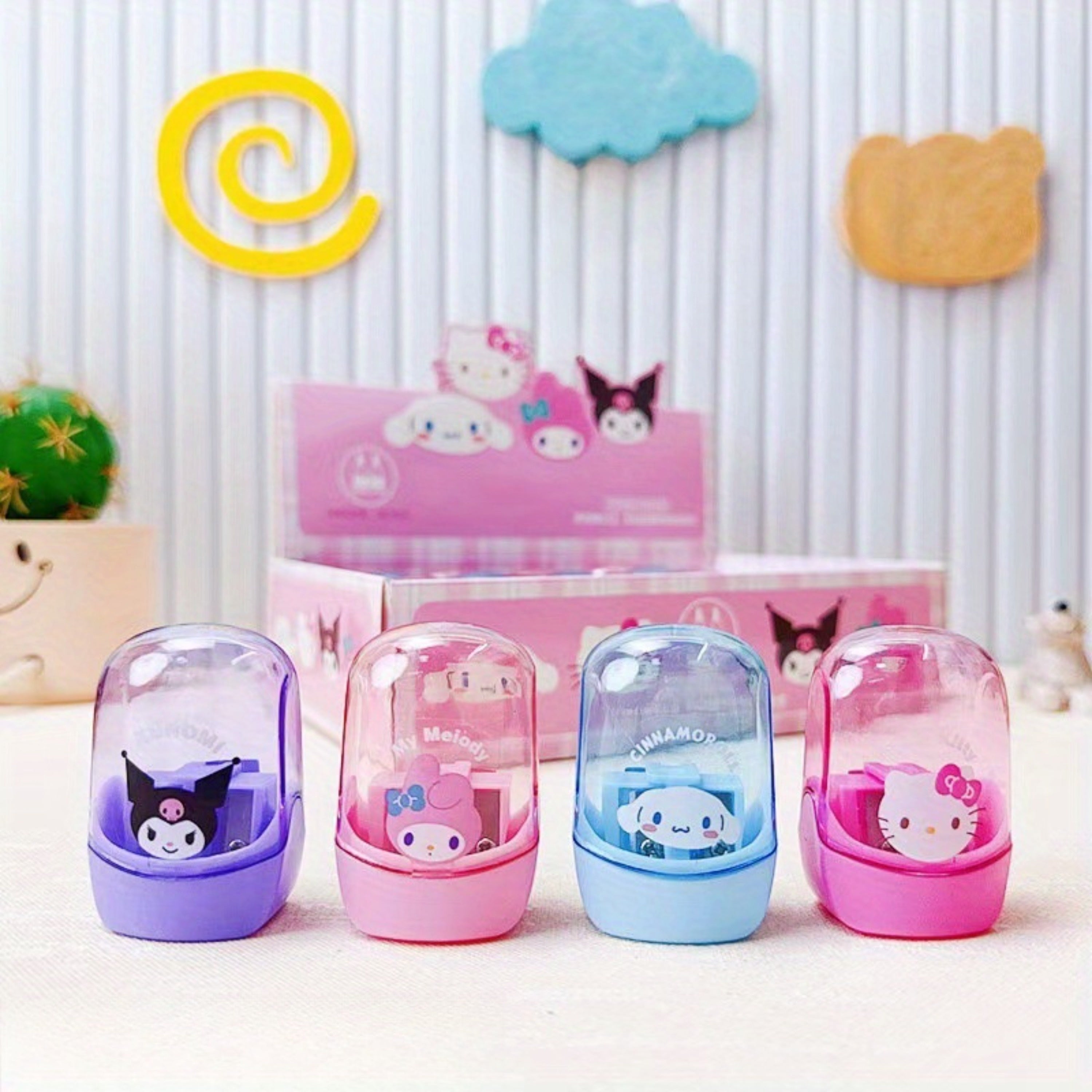 Sanrio Themed Portable Pencil Sharpener | Dual-Hole Design, Battery-Free, Acrylic Material, Suitable for Home and Classroom Use | Durable Student Sharpener, Various Colors, Compact and Portable