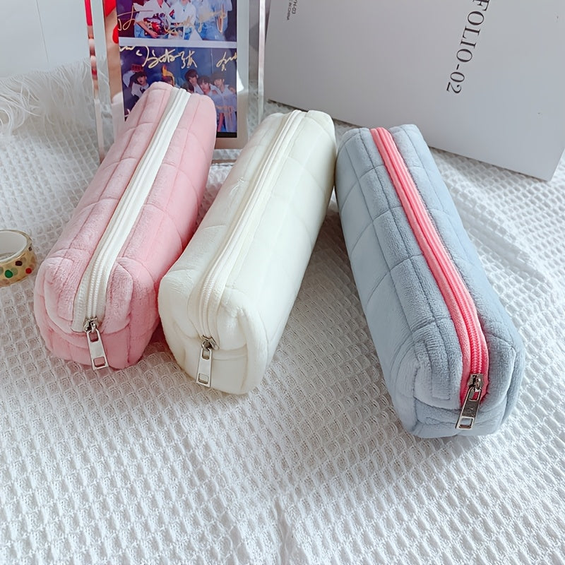 Soft Plush Pencil Case\u002FCushion\u002FStorage Pouch, Designed for Women, Creative Stationery Organizer, Large Capacity, Cute Makeup Bag, Incorporating Japanese Design Style, Back-to-School Essential; Back-to-School Supplies, Pencil Pouch, School Bag