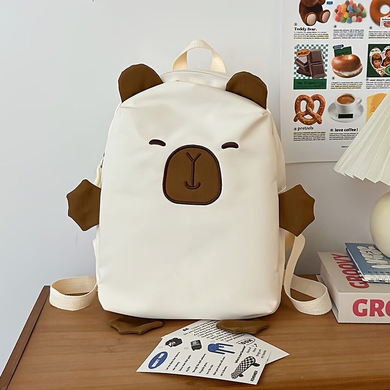 Cute INS backpack, capybara large capacity backpack, female student backpack, college student simple and ugly shopping versatile backpack, accommodating 14 inch tablets, and easy to maintain, step into the world of capybaras
