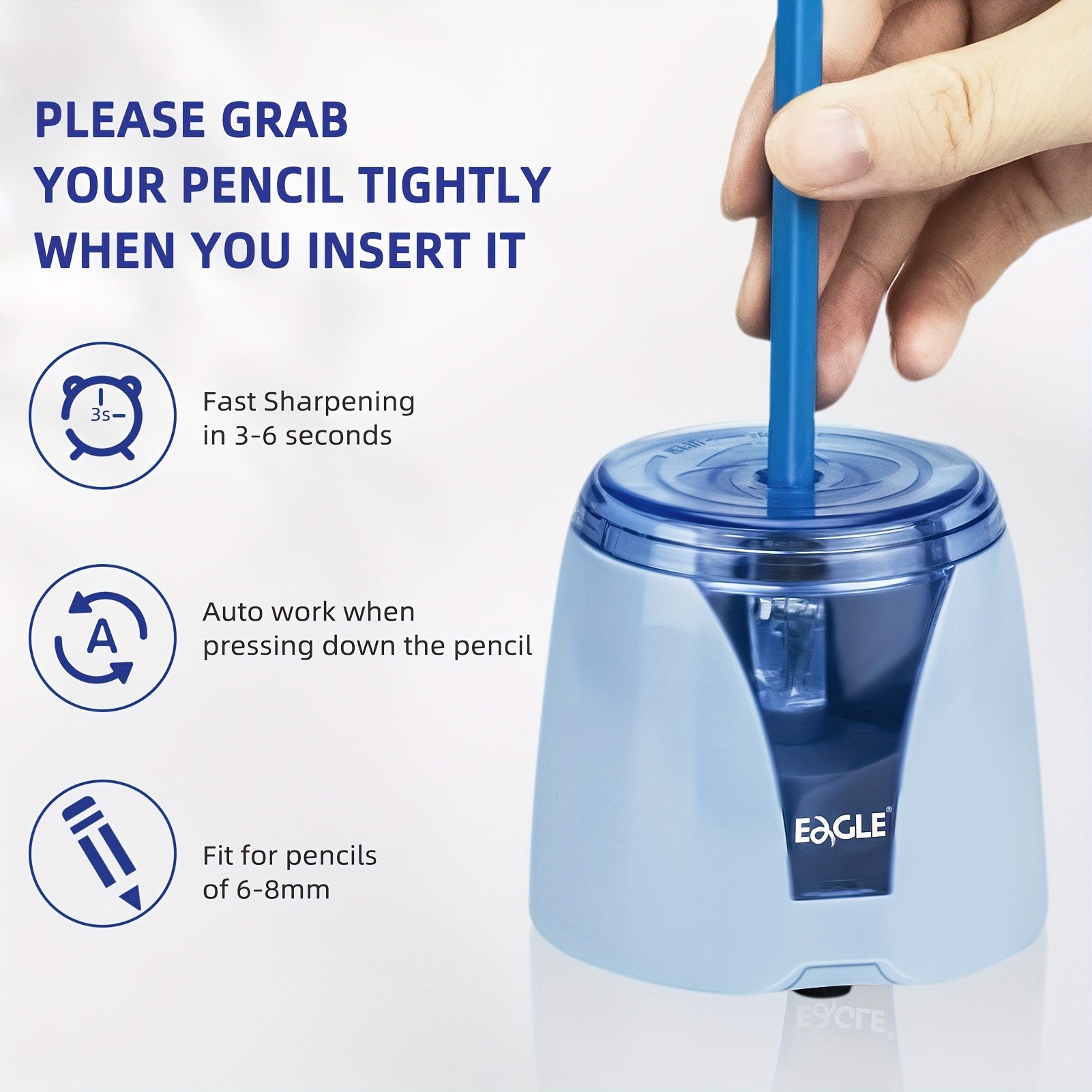 Electric Pencil Sharpener Electric Pencil Sharpener, Battery-Powered (Batteries Not Included), Portable, Replaceable Blade, Holiday Gift, Suitable for Home and Office Use