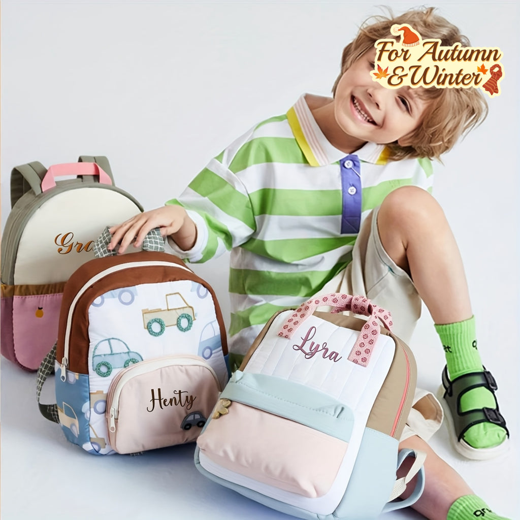 Personalized Outdoor Backpack for Kids in Autumn And Winter - Adorable Cartoon Embroidery, Lightweight Gift for Preschool Birthdays And Holidays (Ages 3-6)