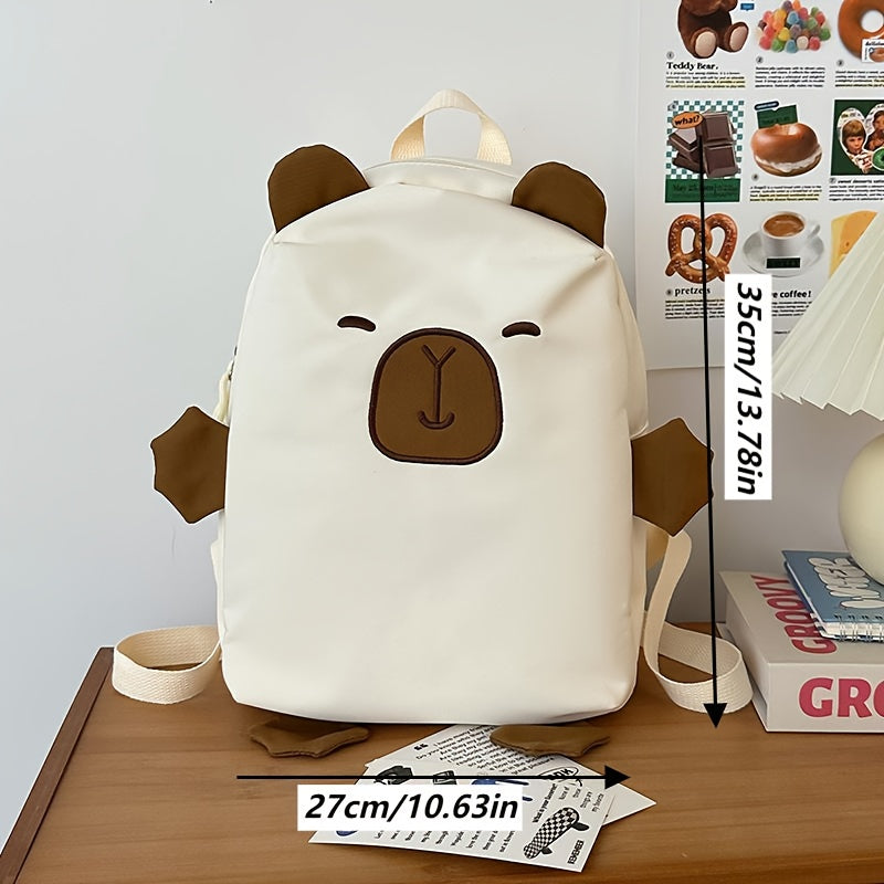 Cute INS backpack, capybara large capacity backpack, female student backpack, college student simple and ugly shopping versatile backpack, accommodating 14 inch tablets, and easy to maintain, step into the world of capybaras
