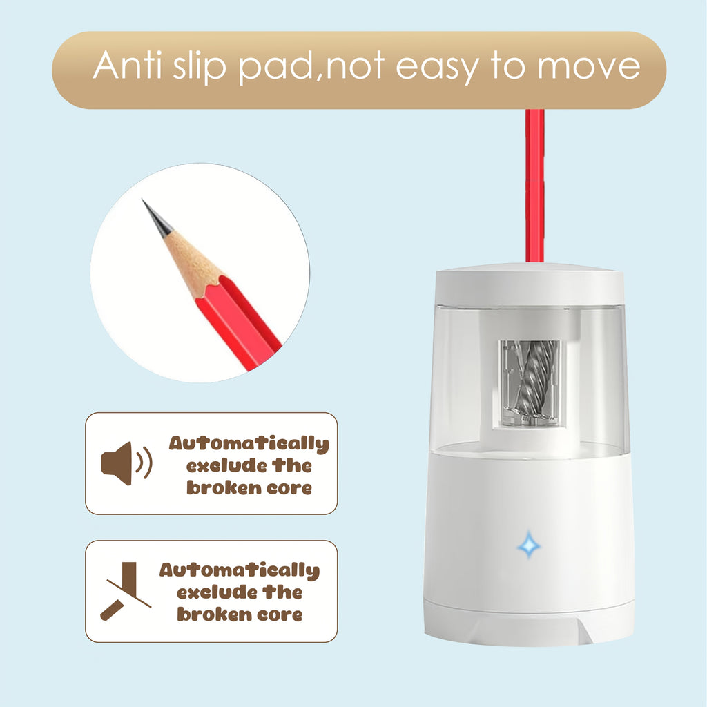 Electric Pencil Sharpener Designed for Professionals, Featuring Quick And Accurate Sharpening Capabilities. This Smart Automatic Device Offers Effortless Sharpening And Comes with Gift Stickers And USB