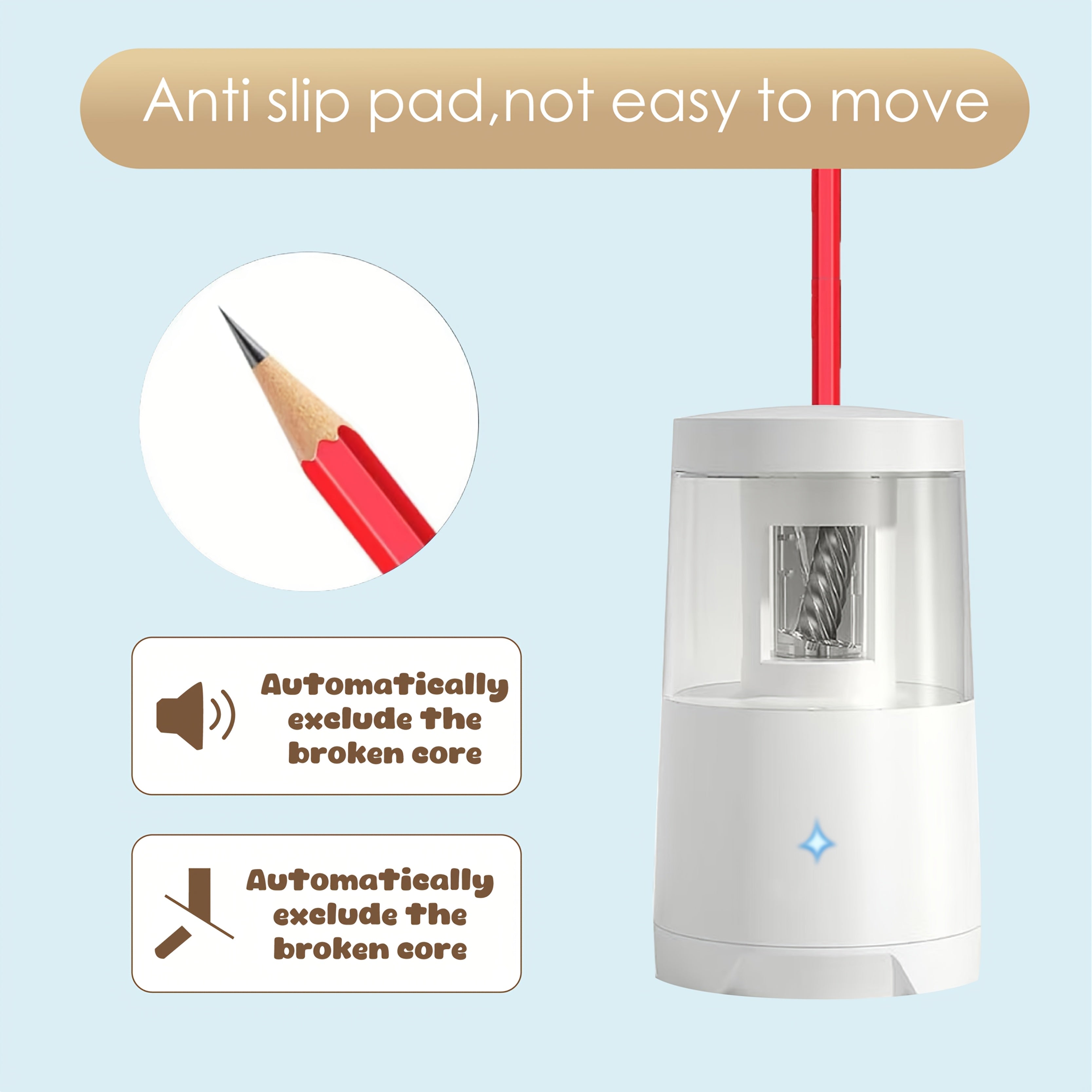 Electric Pencil Sharpener Designed for Professionals, Featuring Quick And Accurate Sharpening Capabilities. This Smart Automatic Device Offers Effortless Sharpening And Comes with Gift Stickers And USB