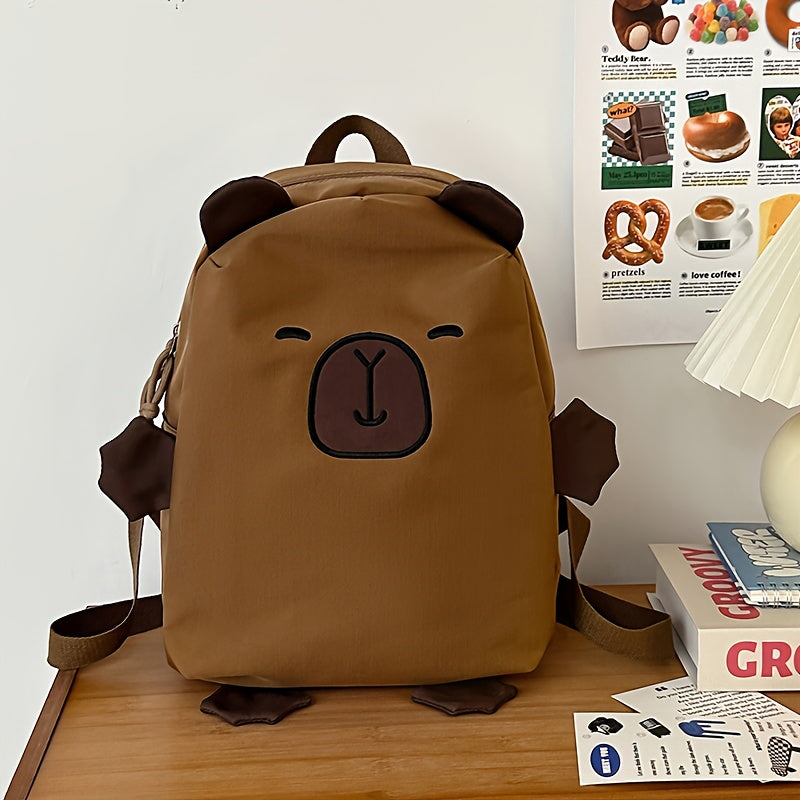 Cute INS backpack, capybara large capacity backpack, female student backpack, college student simple and ugly shopping versatile backpack, accommodating 14 inch tablets, and easy to maintain, step into the world of capybaras