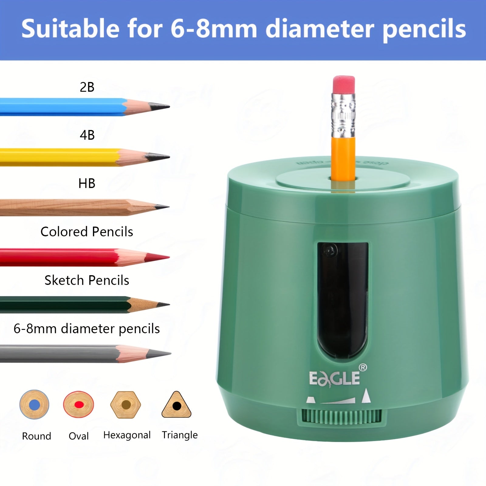 Electric Pencil Sharpener, Powered by Batteries Or USB, Quickly Sharpens Blades, Portable Automatic Pencil Sharpener, Suitable for Colored Pencils (6-8 Mm), for Office And Home Use