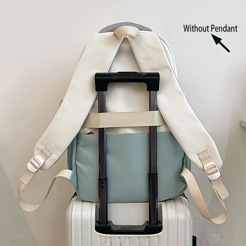 Casual Nylon Student Backpack for Men & Women with Anti-Theft Multiple Pockets, Color Block Design, Adjustable Straps, Laptop Compartment - Durable Unisex Backpack for Travel, School & Commuting