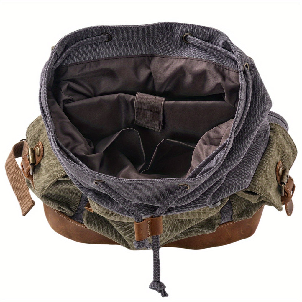 Fashionable Large Capacity Backpack | Khaki Color, Material, Adjustable Strap, Drawstring Closure, Utility Pockets, Ideal for Travel and Commuting