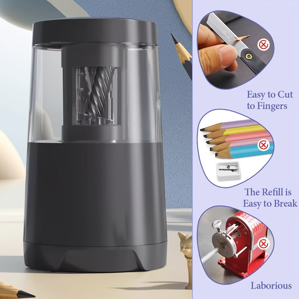 Electric Pencil Sharpener Designed for Professionals, Featuring Quick And Accurate Sharpening Capabilities. This Smart Automatic Device Offers Effortless Sharpening And Comes with Gift Stickers And USB