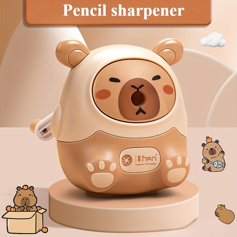 Kawaii Capybara Pencil Sharpener, a Creative Stationery Item for School And Office, Measuring 80*80*100Mm, from Korea.