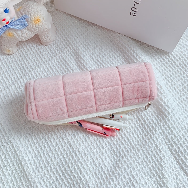 Soft Plush Pencil Case\u002FCushion\u002FStorage Pouch, Designed for Women, Creative Stationery Organizer, Large Capacity, Cute Makeup Bag, Incorporating Japanese Design Style, Back-to-School Essential; Back-to-School Supplies, Pencil Pouch, School Bag
