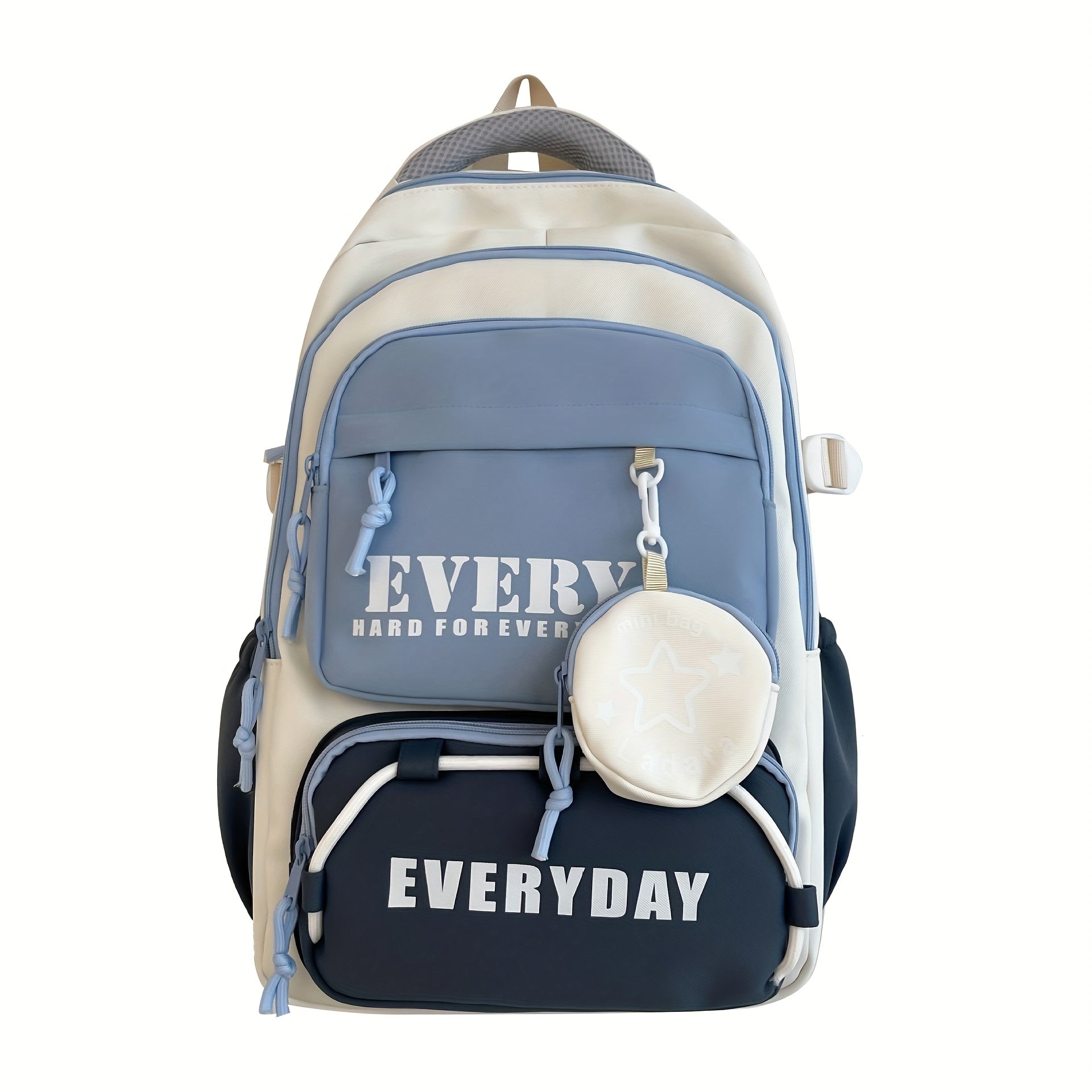 Casual Nylon Student Backpack for Men & Women with Anti-Theft Multiple Pockets, Color Block Design, Adjustable Straps, Laptop Compartment - Durable Unisex Backpack for Travel, School & Commuting