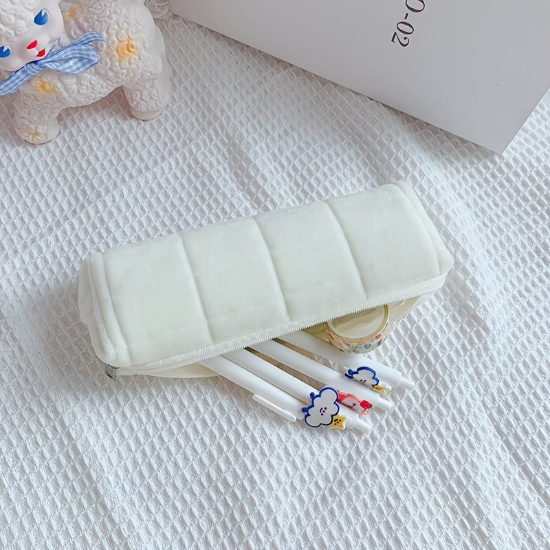 Soft Plush Pencil Case\u002FCushion\u002FStorage Pouch, Designed for Women, Creative Stationery Organizer, Large Capacity, Cute Makeup Bag, Incorporating Japanese Design Style, Back-to-School Essential; Back-to-School Supplies, Pencil Pouch, School Bag