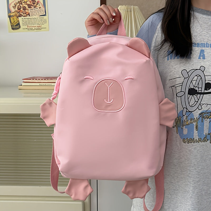 Cute INS backpack, capybara large capacity backpack, female student backpack, college student simple and ugly shopping versatile backpack, accommodating 14 inch tablets, and easy to maintain, step into the world of capybaras