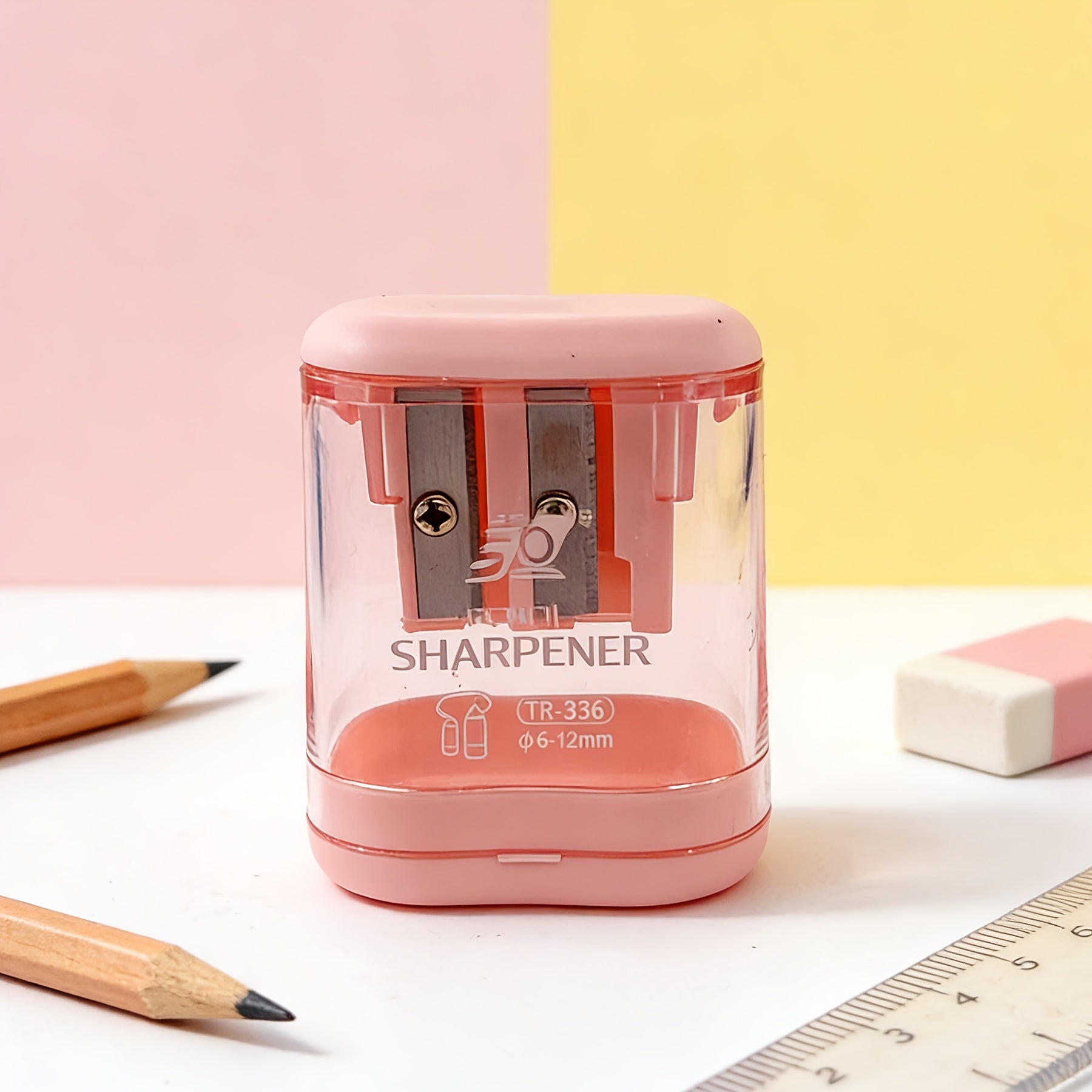 1pc Candy-Colored Minimalist Dual-Hole Pencil Sharpener, Available in a Variety of Rich Colors, Made of Plastic, Compact, Portable, and Easy to Use. Durable and Sharp, It Is an Ideal Basic Office Drawing Tool for Students and Professionals, Suitable