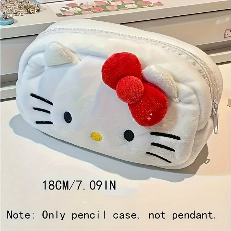 Cute Japanese Style Bag Sanrio 1pc New Plush Kitty Cat Pencil Case | Large Capacity Japanese Style Cute Stationery Organizer Bag