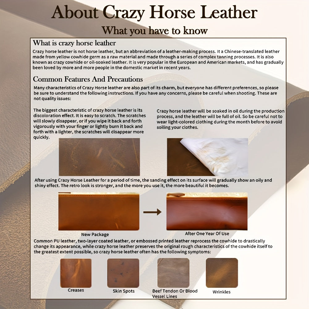 Vintage Leather Pencil Case Vintage-Style Genuine Leather Men's Pencil Case | Top-Grain Cowhide Clutch for Coins, Keys, Stationery - Perfect Father's Day Gift or Birthday Present for School & Office