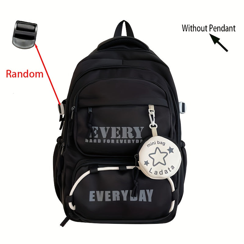 Casual Nylon Student Backpack for Men & Women with Anti-Theft Multiple Pockets, Color Block Design, Adjustable Straps, Laptop Compartment - Durable Unisex Backpack for Travel, School & Commuting