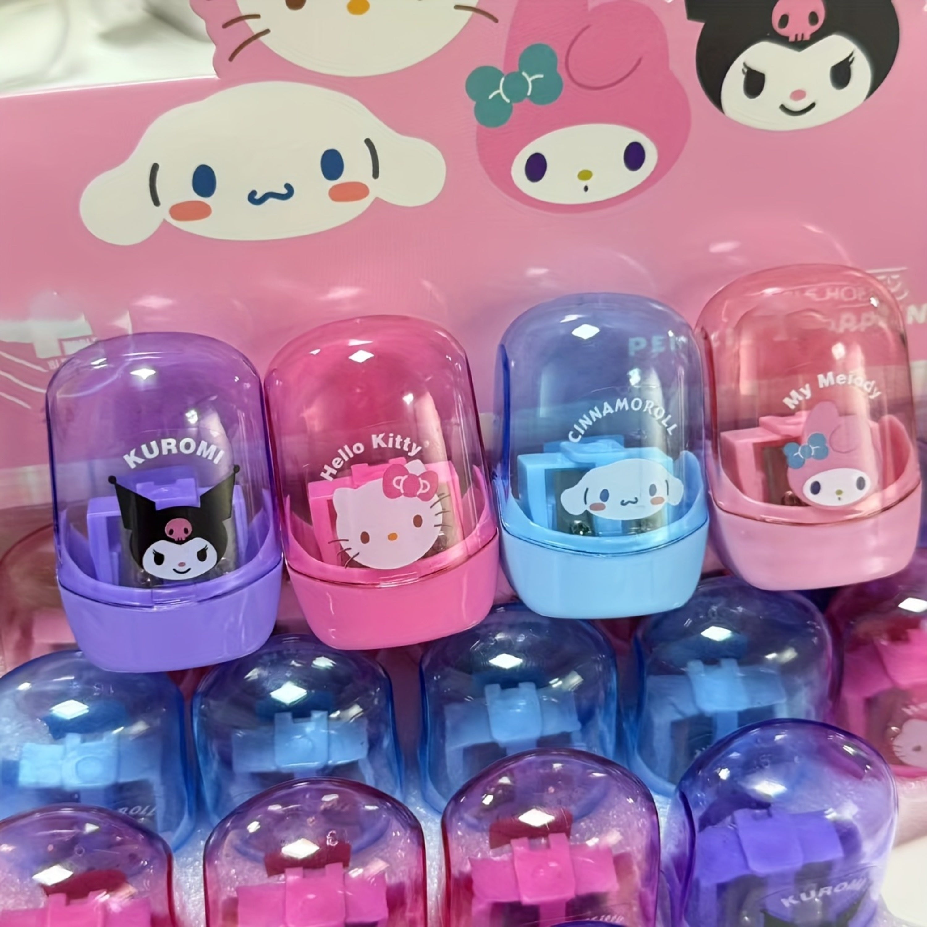 Sanrio Themed Portable Pencil Sharpener | Dual-Hole Design, Battery-Free, Acrylic Material, Suitable for Home and Classroom Use | Durable Student Sharpener, Various Colors, Compact and Portable