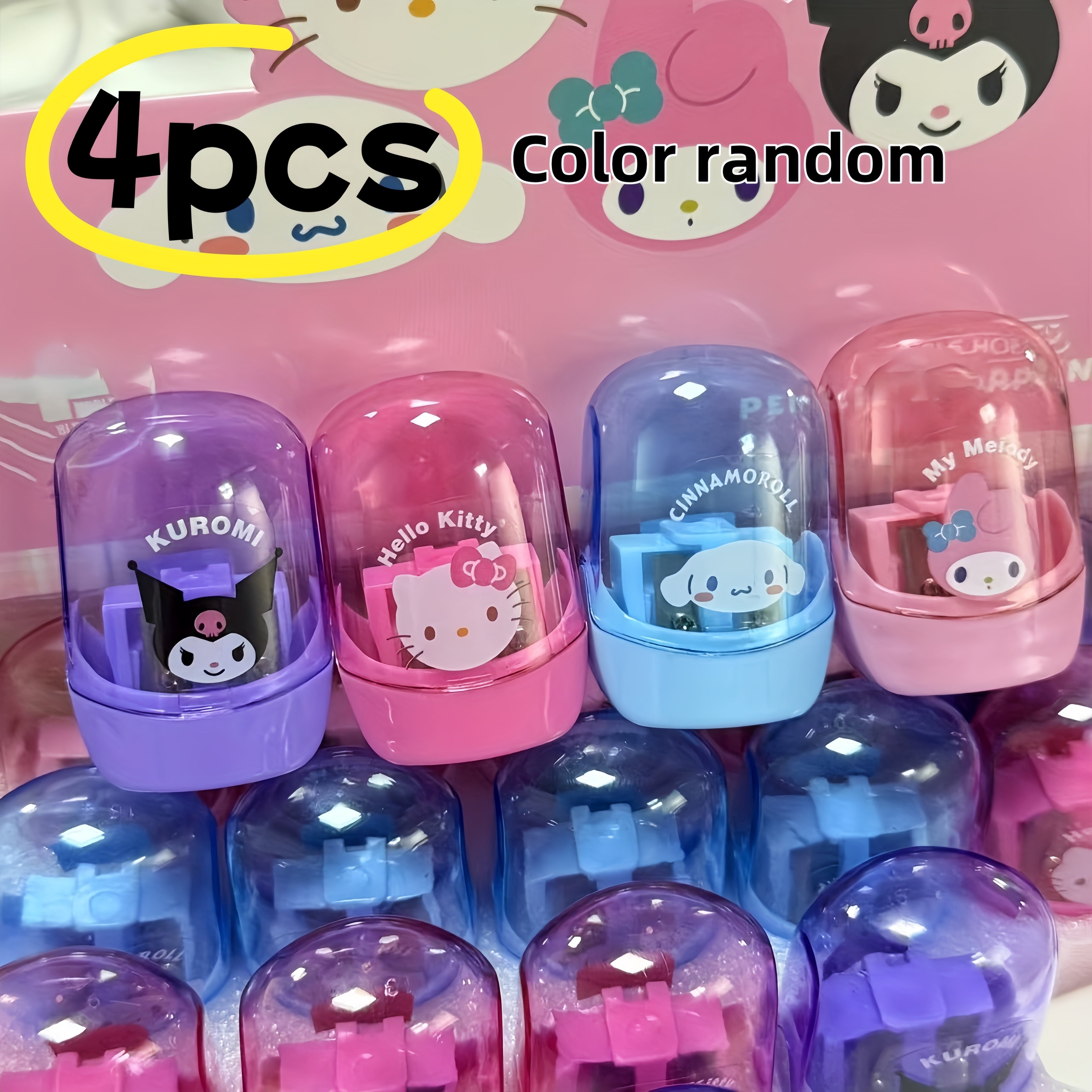Sanrio Themed Portable Pencil Sharpener | Dual-Hole Design, Battery-Free, Acrylic Material, Suitable for Home and Classroom Use | Durable Student Sharpener, Various Colors, Compact and Portable