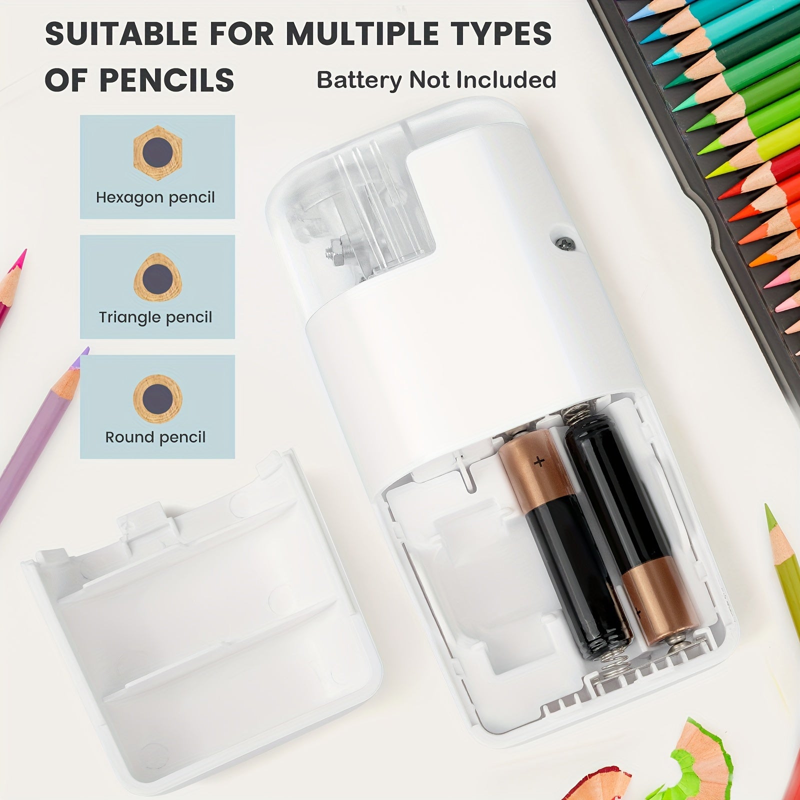 Electric Pencil Sharpener, Protable Automatic Pencil Sharpener for Colored Pencils 6-8mm, Pocket-Sized with Creative Patented Design, Suitable for Art Classroom, Home, Office