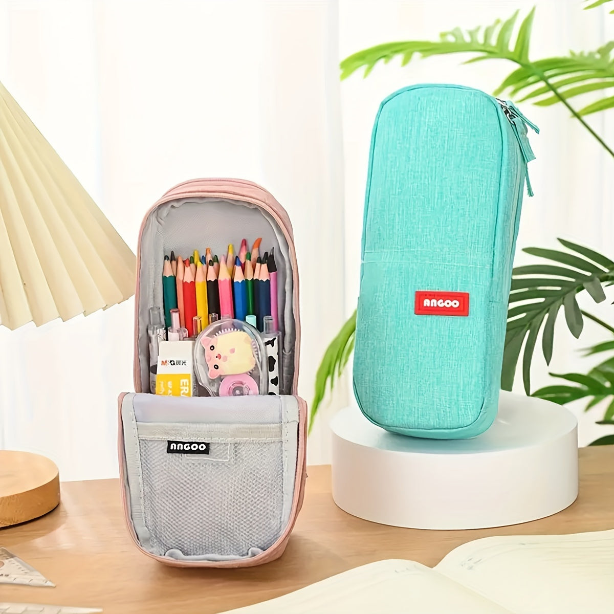 Double-Layer Pencil Case Creative Double-Layer Portable School Pencil Case | Office & Study Storage Stationery Bag | Holds Sticky Notes, Stickers, Markers | 1pc