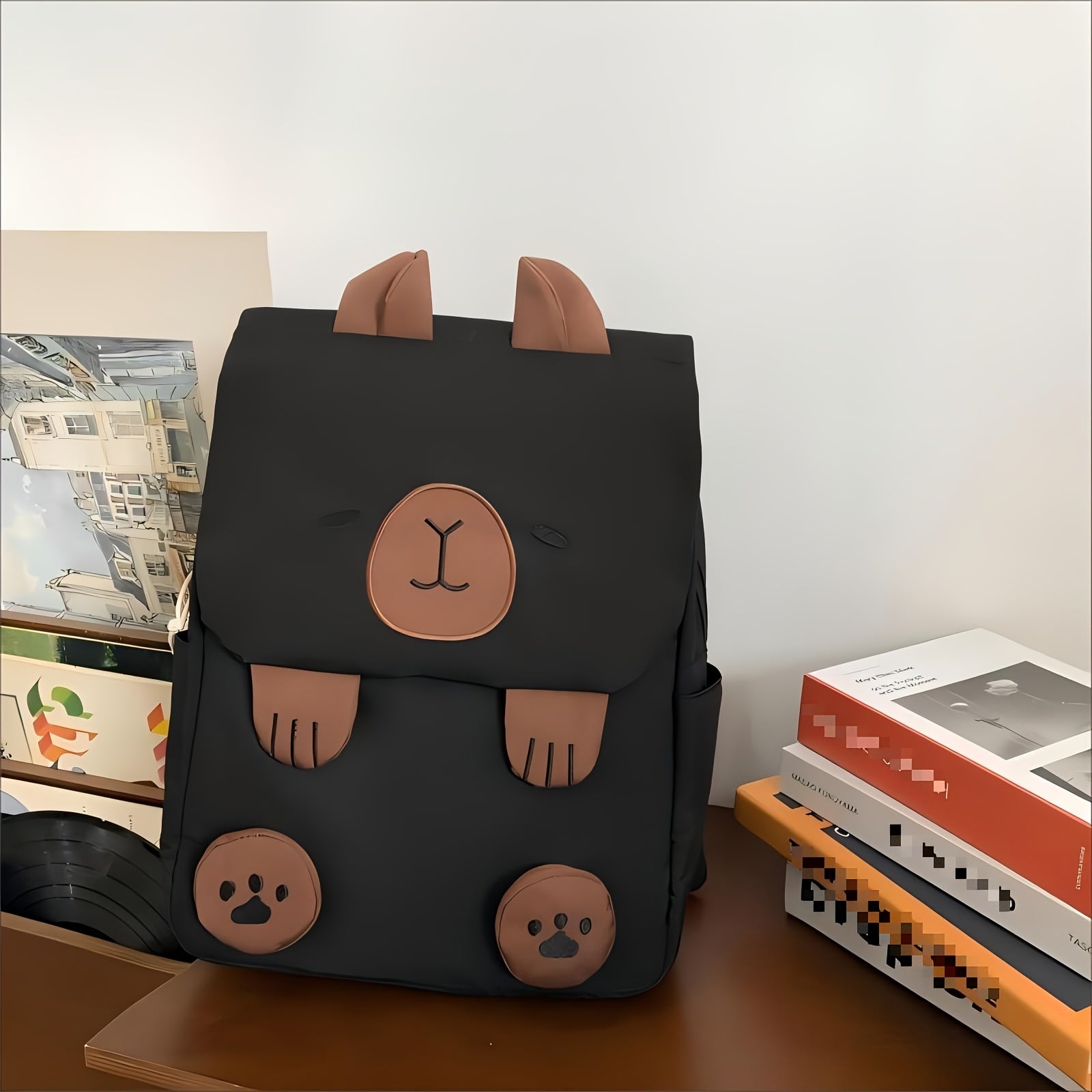 Cute INS backpack, capybara large capacity backpack, female student backpack, college student simple and ugly shopping versatile backpack, accommodating 14 inch tablets, and easy to maintain, step into the world of capybaras