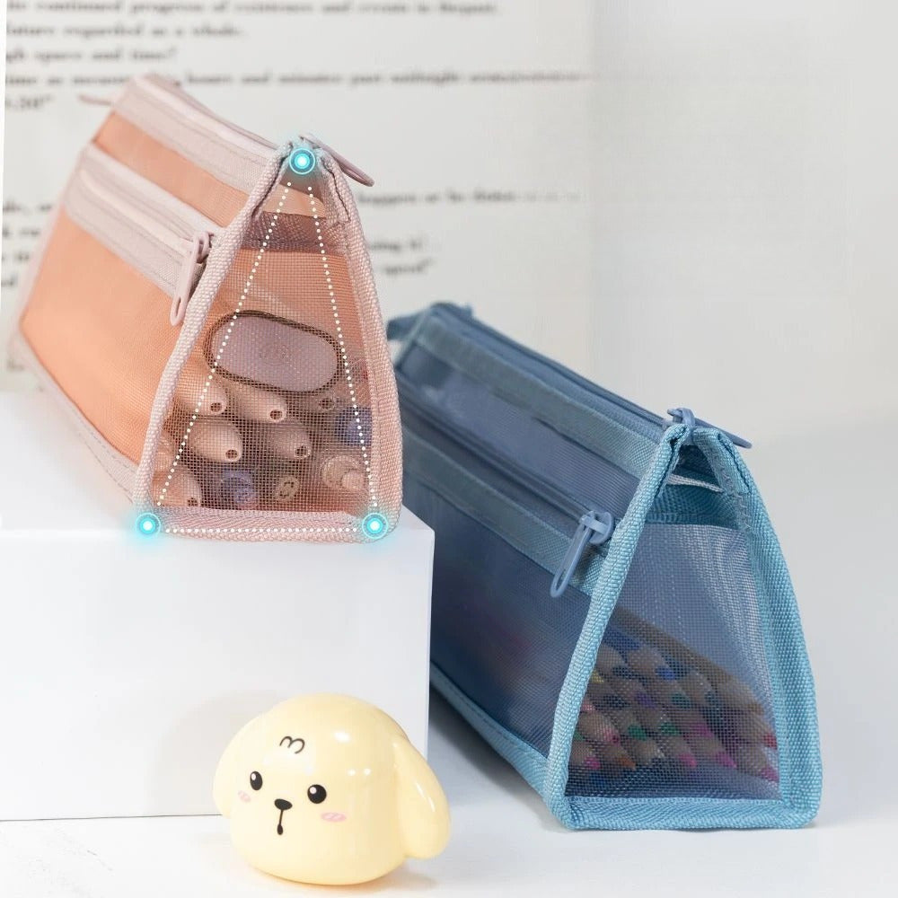 Double-Layer Stationery Pouch Available in 1 Or 4 Packs, Featuring 4 Colors, a Large Zippered Design for Organizing School Supplies, And Multifunctional Use