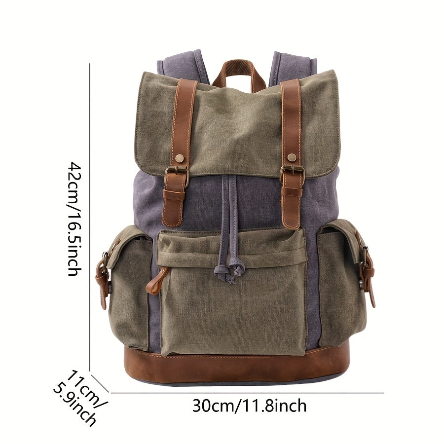 Fashionable Large Capacity Backpack | Khaki Color, Material, Adjustable Strap, Drawstring Closure, Utility Pockets, Ideal for Travel and Commuting