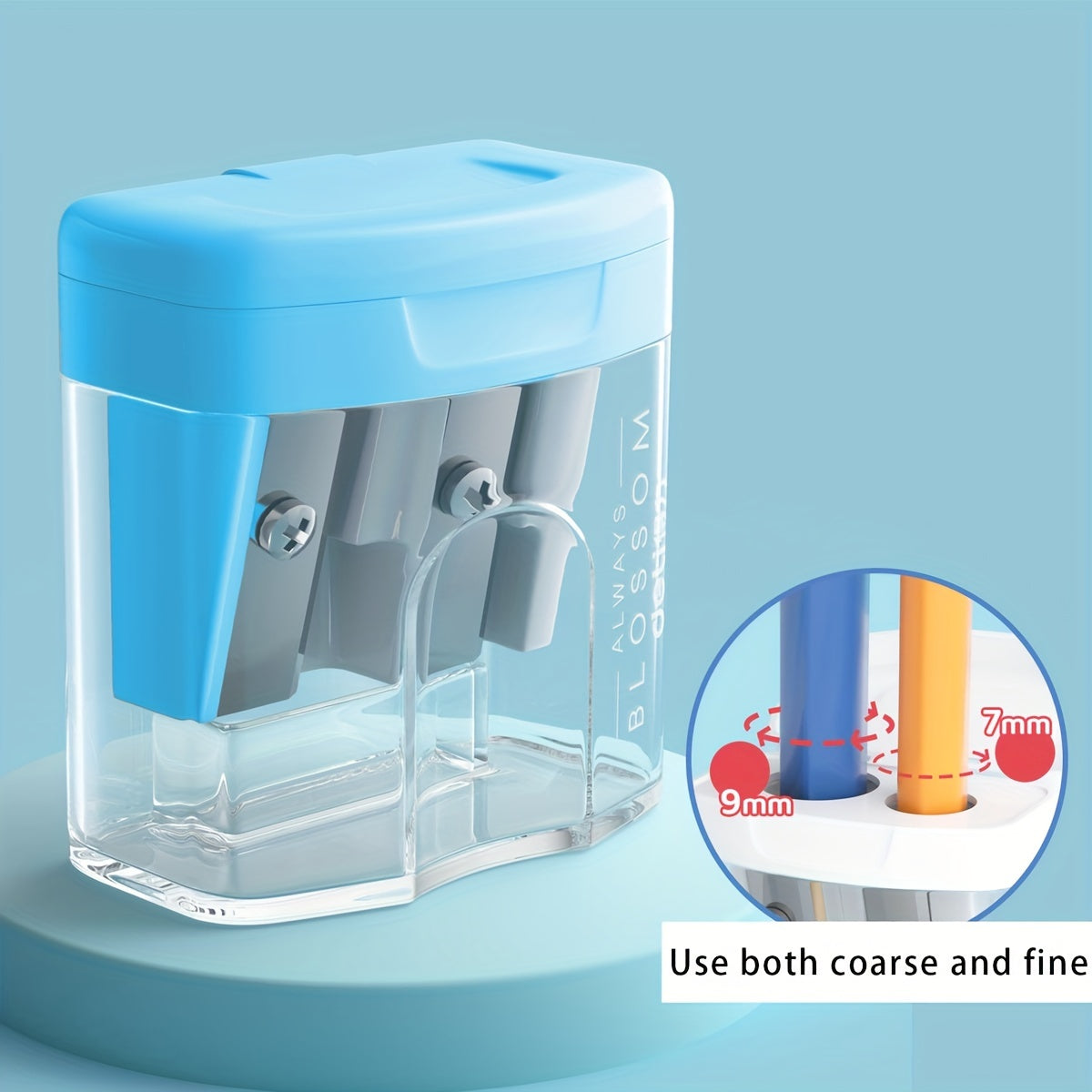 1 Transparent Large-Capacity Dual-Hole Cap  Portable Pencil Sharpener, Suitable for Students Office Art Drawing