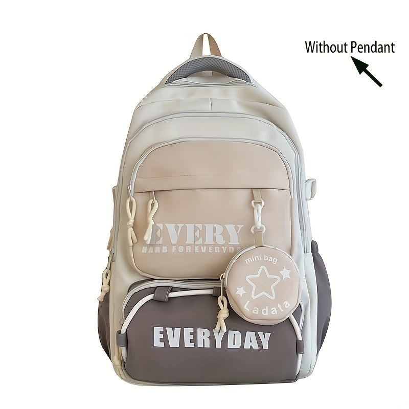 Casual Nylon Student Backpack for Men & Women with Anti-Theft Multiple Pockets, Color Block Design, Adjustable Straps, Laptop Compartment - Durable Unisex Backpack for Travel, School & Commuting