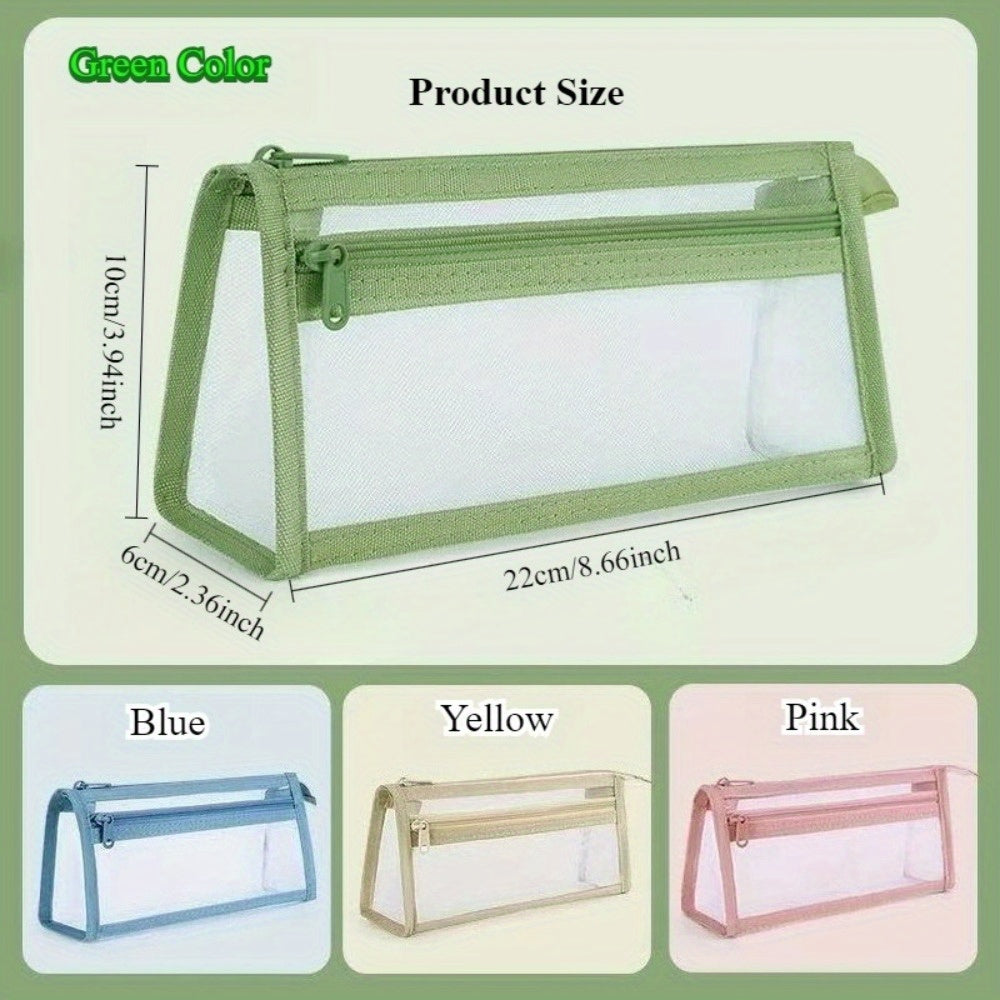 Double-Layer Stationery Pouch Available in 1 Or 4 Packs, Featuring 4 Colors, a Large Zippered Design for Organizing School Supplies, And Multifunctional Use