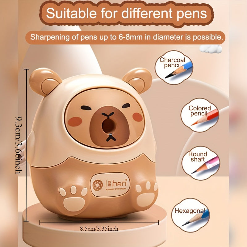 Kawaii Capybara Pencil Sharpener, a Creative Stationery Item for School And Office, Measuring 80*80*100Mm, from Korea.