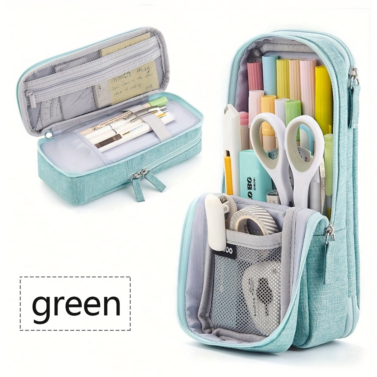 Double-Layer Pencil Case Creative Double-Layer Portable School Pencil Case | Office & Study Storage Stationery Bag | Holds Sticky Notes, Stickers, Markers | 1pc